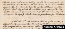Detail, 1835 Treaty of New Echota, Art. 7, promising the Cherokee Nation a seat in the U.S. House of Representatives.
