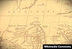 Detail, Senex, Price, and Maxwell map of North America (1710) shows Quivira located between New Mexico and lands "incognita," or unknown.