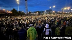 Blokada autoputa kod centra "Sava" na protestu Srbija protiv nasilja, 12. maj 2o23.