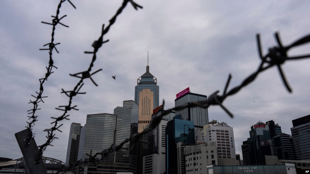 香港立法會全票通過根據《基本法》第23條訂立的新的國家安全法案當天的香港金融區景色。（2024年3月19日）