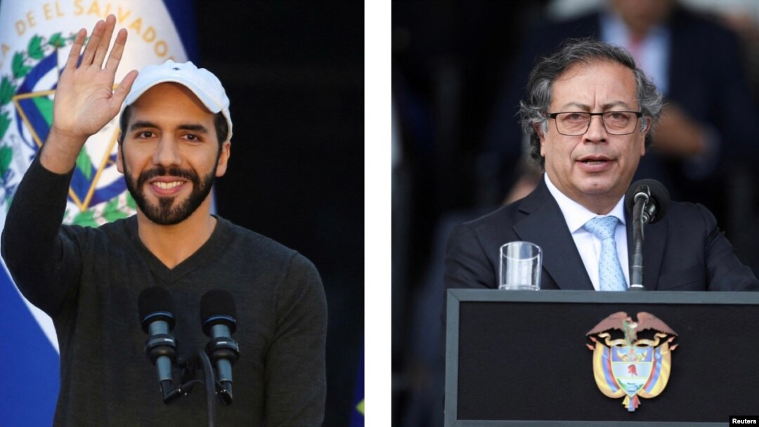 ARCHIVO - El presidente de El Salvador, Nayib Bukele, y su homólogo de Colombia, Gustavo Petro, vistos en una composición. [Fotos: Reuters]