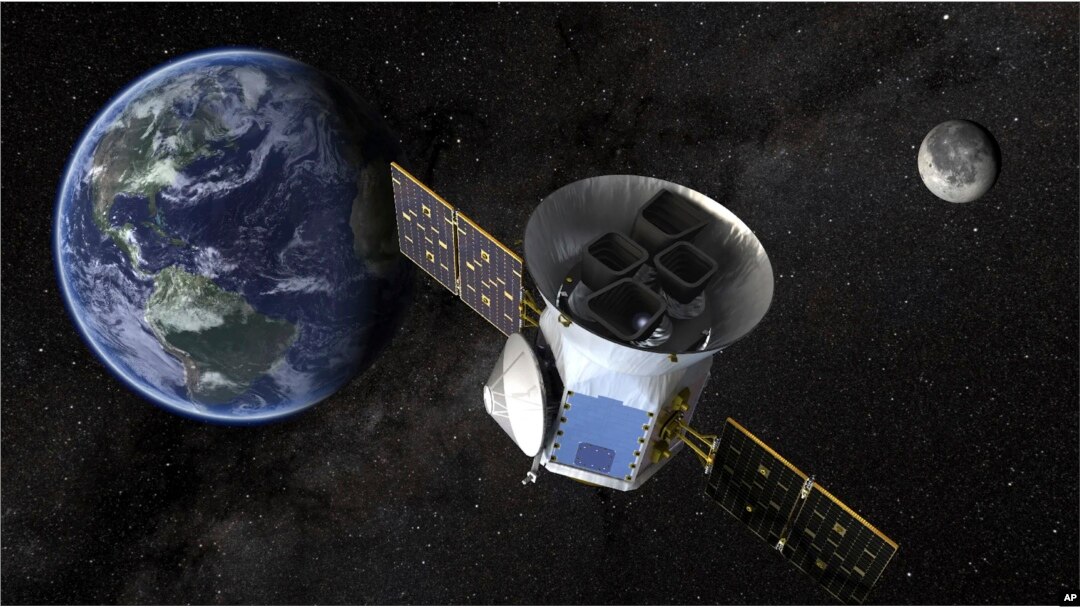 This image provided by NASA shows an artist’s illustration of the Tess telescope. (NASA via AP)