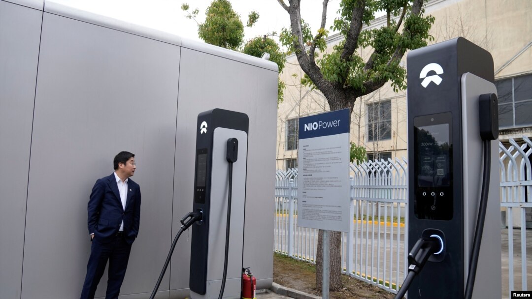 上海南翔的一處電動車充電站（2023年3月23日）