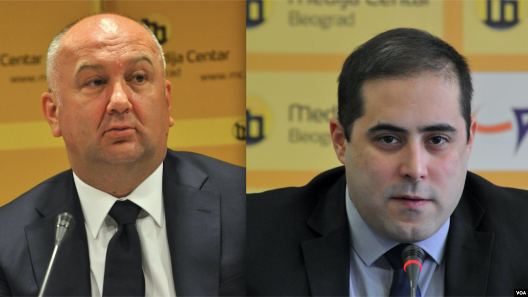 Bivši ministar u vladi Srbije Nenad Popović i predsednik Srpse desnice MIša Vacić kojima je Amerika uvela sankcije (foto: Medija centar Beograd)