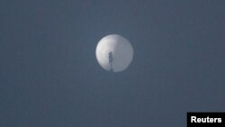 2023年2月1日，出现在美国蒙大拿州比林斯市的中国高空侦察气球。（路透社）