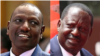 Dr Willian Ruto (kushoto) na Bw Raila Odinga