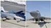 Letelica F-35A američkog vazduhoplovstva (L) (Reuters) i ruski MiG 29 (D) na vojnom aerodromu u Batajnici - Srbija (Vesna Anđić, RFE/RL)
