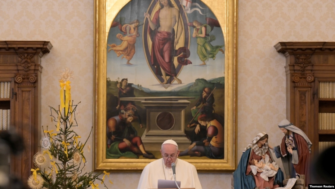 Pope Francis delivers Angelus prayer from Vatican Apostolic Library