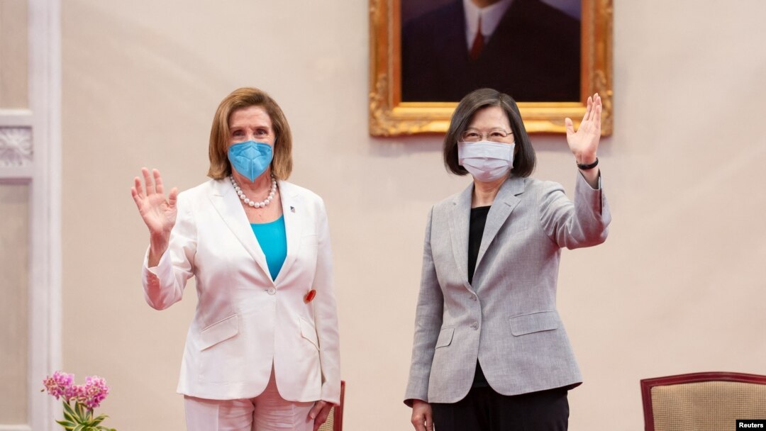 美國國會眾議院議長佩洛西2022年8月3日在台北會見台灣總統蔡英文（台灣總統府照片）