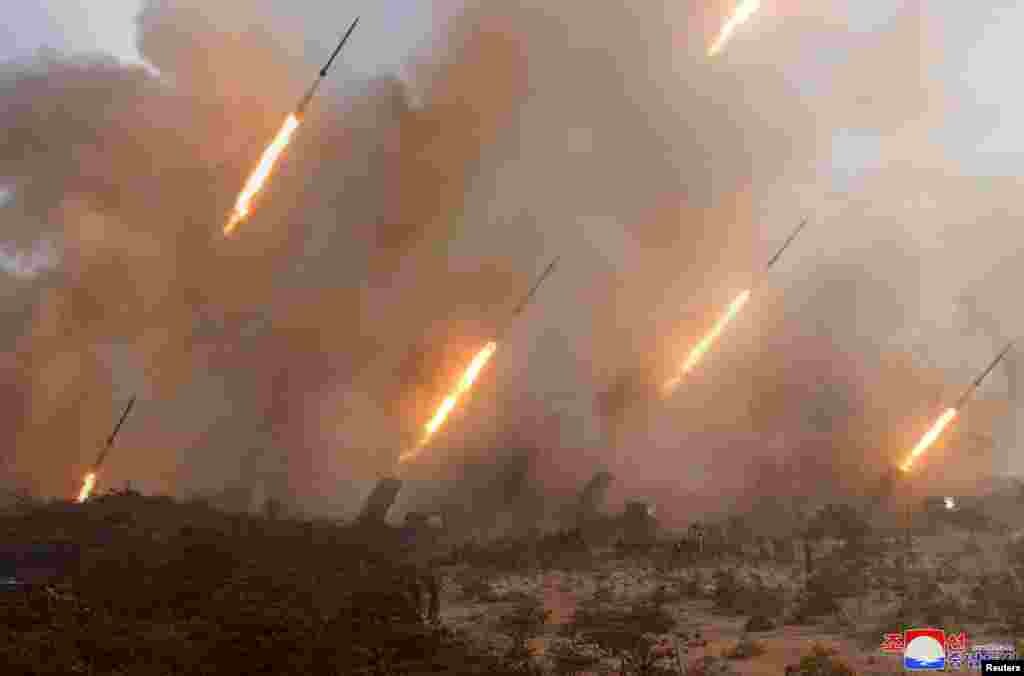 Missiles are seen in this undated picture released by North Korea's Korean Central News Agency (KCNA), March 9, 2020.