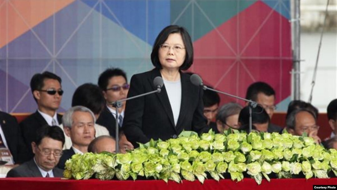 蔡英文發表演說，重申兩岸交流，但呼籲大陸正視中華民國（台灣總統府官網截圖）