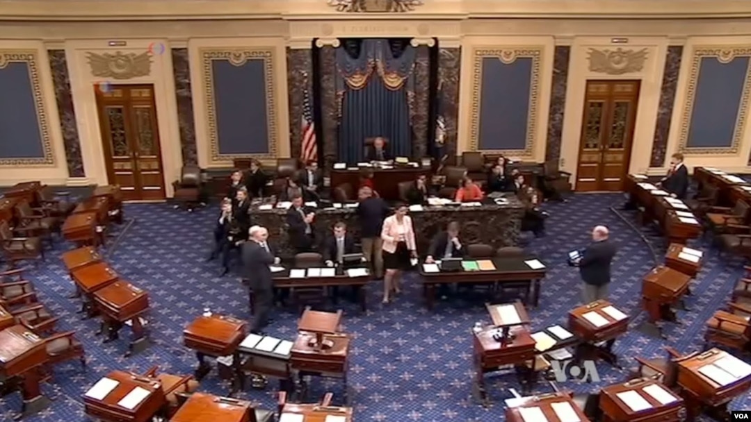 FILE - The U.S. Senate floor at the Capitol building in Washington, D.C.
