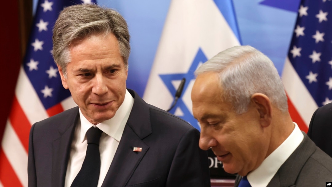 El secretario de Estado de EEUU, Antony Blinken, y el primer ministro israelí, Benjamin Netanyahu, en una conferencia de prensa conjunta, el lunes 30 de enero de 2023 en Jerusalén. 
