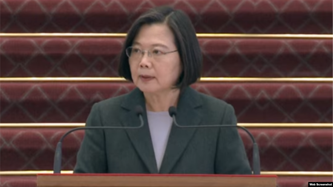 2020年3月19日台灣總統蔡英文在台北總統府針對新冠病毒疫情發表講話。 （台灣總統府視頻截圖）