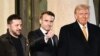 (Chapdan) Ukraina Prezidenti Vladimir Zelenskiy, Fransiya rahbari Emmanuel Makron va AQSh prezidenti etib saylangan Donald Tramp, Parij, Fransiya, 2024-yil, 7-dekabr