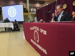 Senator Tom Udall of New Mexico oversees a hearing in Santa Fe, N.M., on Friday, July 7, 2017, about efforts to modernize the Indian Arts and Crafts Act that outlaws the sale and marketing of fake Native American artwork and jewelry.