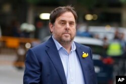 Exvicepresidente de Cataluña, Oriol Junqueras, llega a la Corte Nacional en Madrid. Nov. 2, 2017.