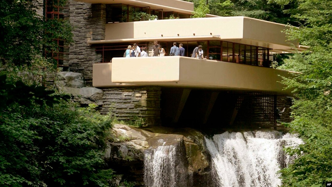 FILE - This Aug. 23, 2007 file photo shows Fallingwater, one of the late architect Frank Lloyd Wright's best-known works, which was built out over a waterfall in Bear Run, Pa. 