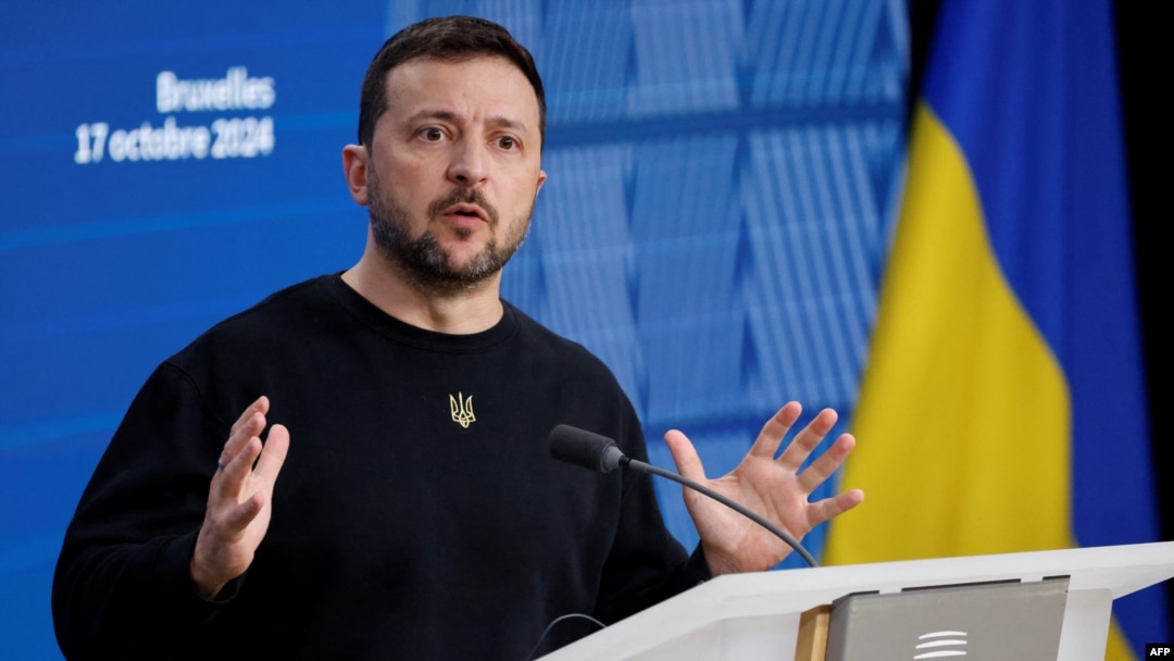 Ukrajinski predsjednik Volodimir Zelenski govori na konferenciji za novinare na marginama EU samita u Briselu (Foto: Ludovic MARIN / AFP)