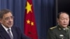美国国防部长帕内塔和中国国防部长梁光烈5月7日在五角大楼举行的新闻发布会上
