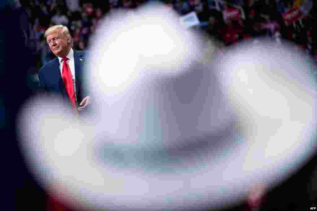 U.S. President Donald Trump speaks during a rally at Bojangles' Coliseum in Charlotte, North Carolina, March 2, 2020.