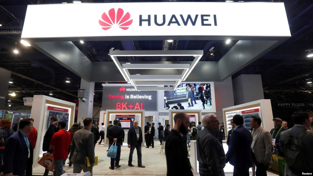2019年1月8日中國電信巨頭華為在拉斯維加斯展場。