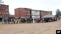 Voters captured in one of the polling stations in Zimbabwe's capital city, Harare. (AP)