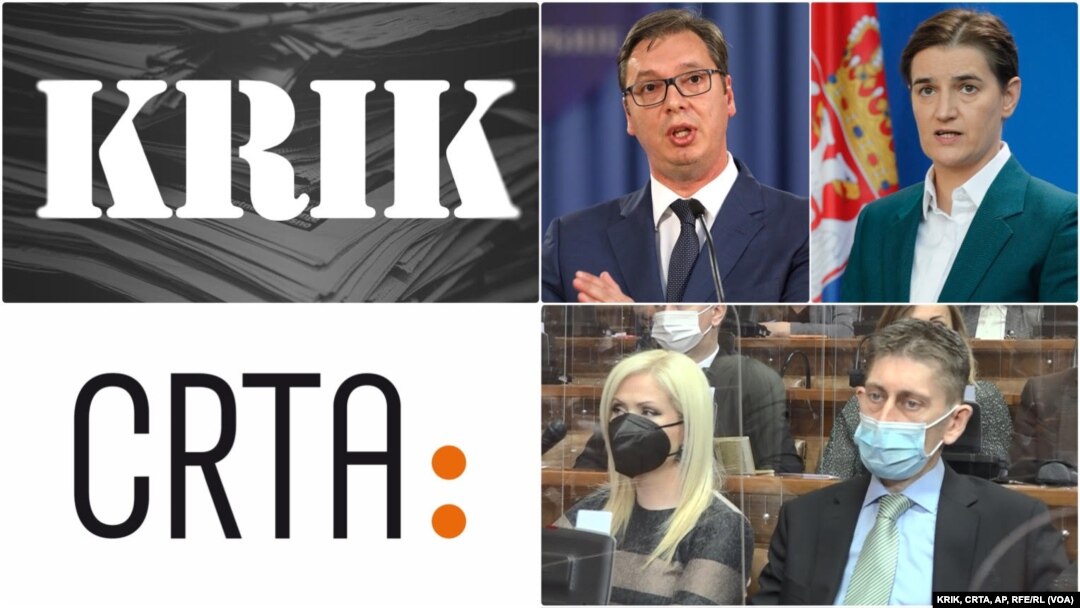 Kampanja na naslovnicama provladinih tabloida i sa skupštinskih govornica u Srbiji ne jenjava od početka marta kada je uhapšeno više osoba osumnjičenih za pripadnost kriminalnom klanu Veljka Belivuka. (Foto: KRIK, CRTA, Reuters, AP, RFE/RL)