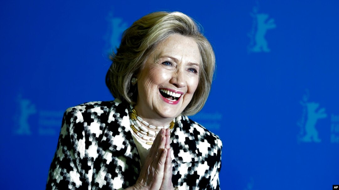 FILE - Former U.S. Secretary of State Hillary Clinton at an event for the film 'Hillary' during the 70th International Film Festival Berlin, in Berlin, Germany, February 25, 2020. 